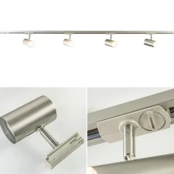 Railsysteem 1,5m nikkel met 4 verstelbare spots><noscript><img width=
