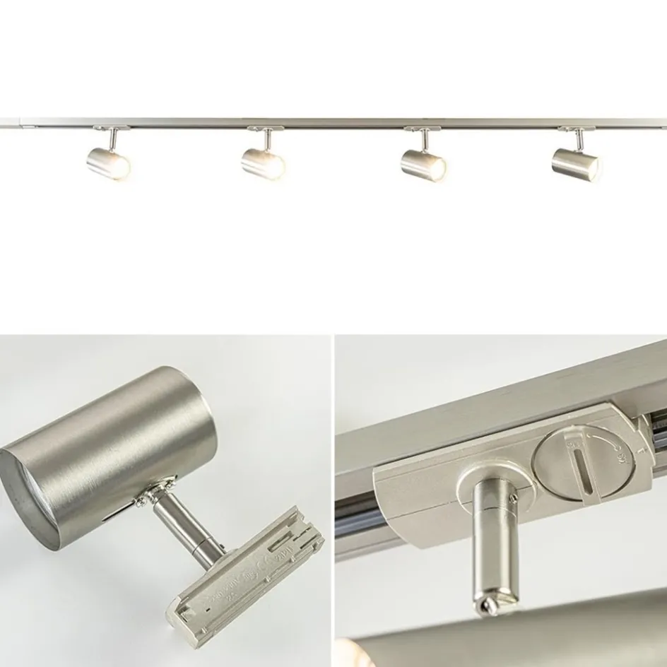 Railsysteem 1,5m nikkel met 4 verstelbare spots>Straluma Best