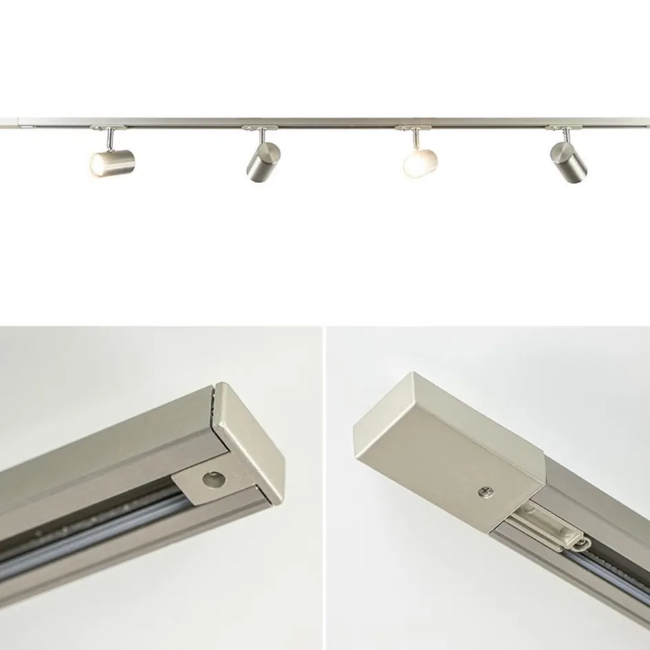 Railsysteem 1,5m nikkel met 4 verstelbare spots>Straluma Best