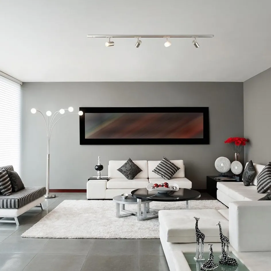 Railsysteem 1,5m nikkel met 4 verstelbare spots>Straluma Best