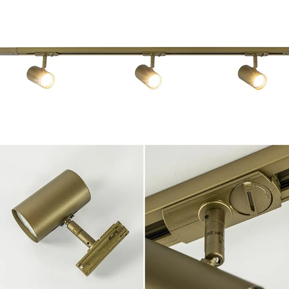 Railsysteem set 1 m met 3 GU10 spots brons>Straluma Best