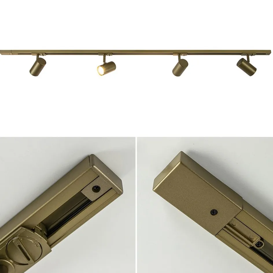 Railsysteem set 1,5 m met 4 GU10 spots brons>Straluma Online