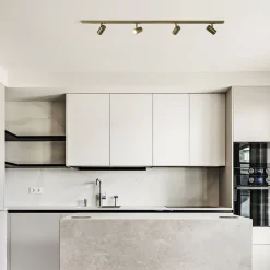 Railsysteem set 1,5 m met 4 GU10 spots brons><noscript><img width=