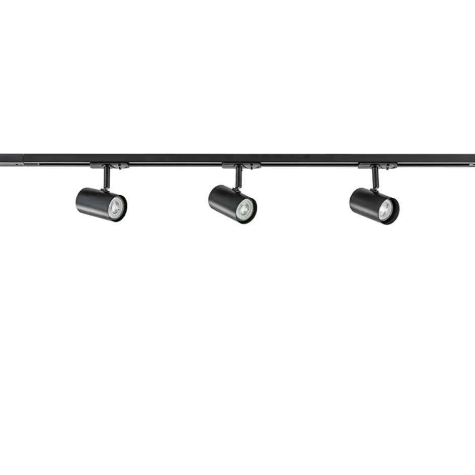 Railsysteem zwart 1mtr compleet met 3xspot>Straluma Outlet