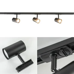 Railsysteem zwart 1mtr compleet met 3xspot><noscript><img width=