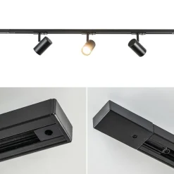 Railsysteem zwart 1mtr compleet met 3xspot><noscript><img width=
