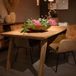 Rechthoekige eettafel gebleekt en geborsteld mangohout 220x100 cm><noscript><img width=