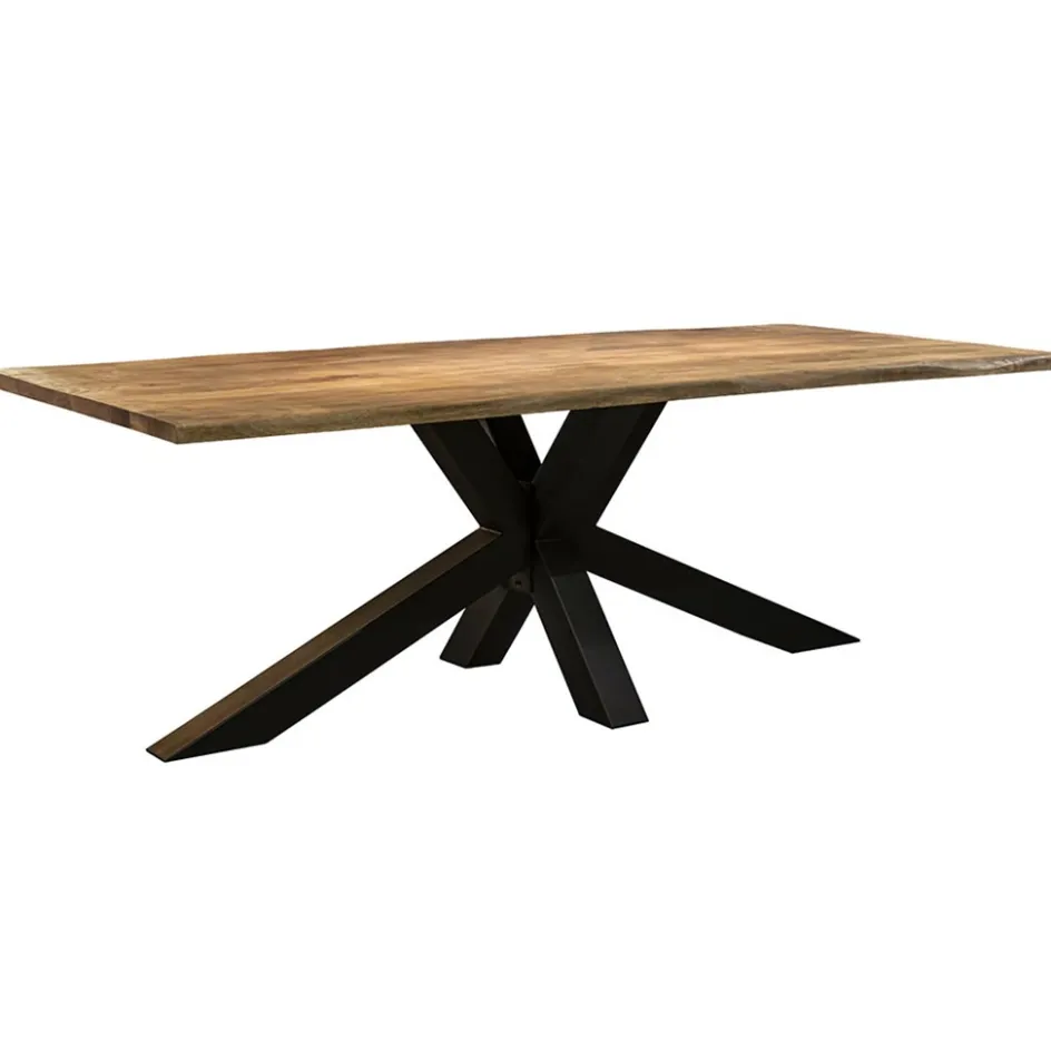Rechthoekige eettafel mango hout met kruispoot>Straluma Discount