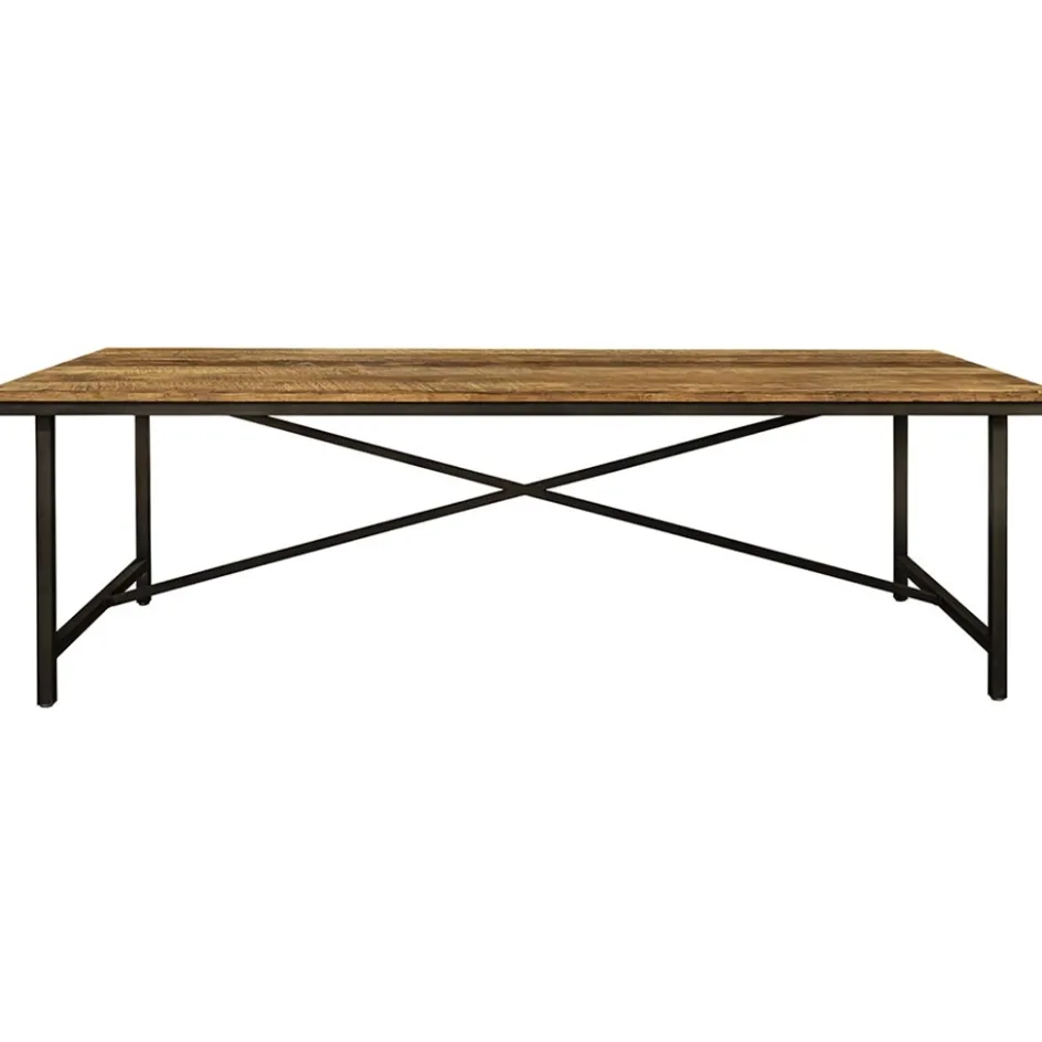 Rechthoekige eettafel oud teak hout met zwart metalen poot>Straluma Clearance