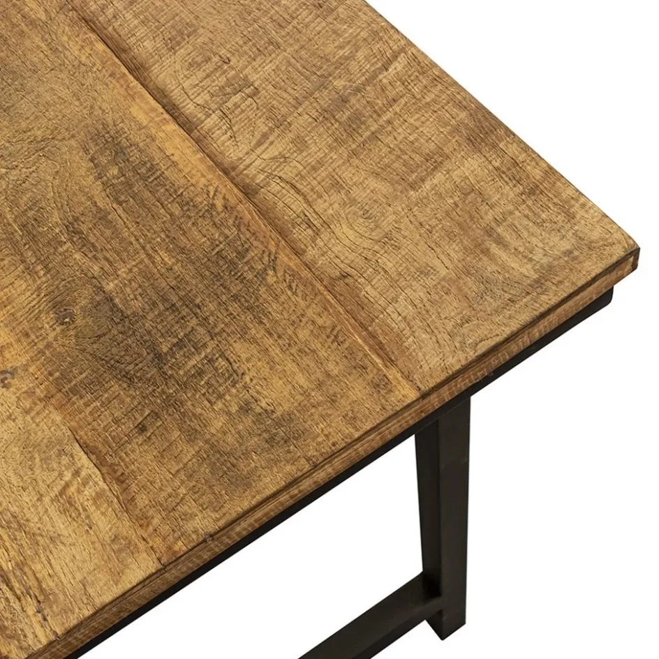 Rechthoekige eettafel oud teak hout met zwart metalen poot>Straluma Clearance