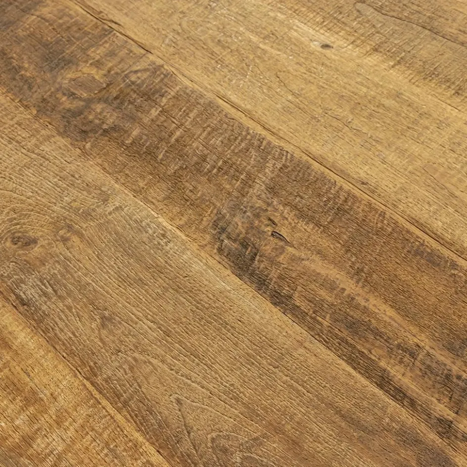 Rechthoekige eettafel oud teak hout met zwart metalen poot>Straluma Clearance