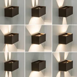 Rechthoekige LED buitenlamp aluminium bruin><noscript><img width=