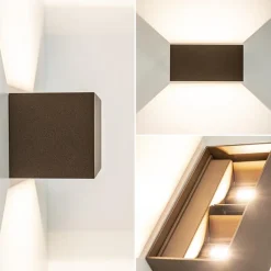 Rechthoekige LED buitenlamp aluminium bruin><noscript><img width=