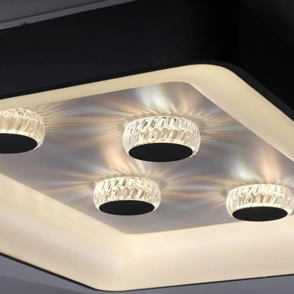 Rechthoekige LED plafondlamp zwart met kristaleffect>Straluma Hot