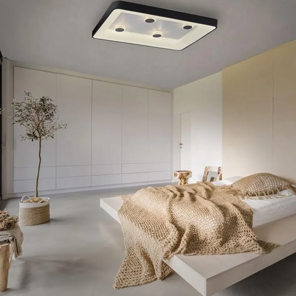 Rechthoekige LED plafondlamp zwart met kristaleffect>Straluma Hot