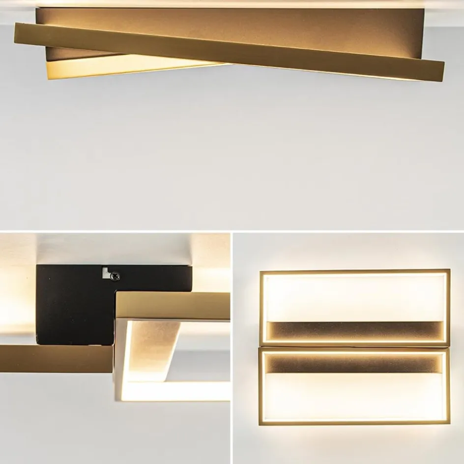 Rechthoekige LED plafondlamp zwart goud design>Straluma Discount