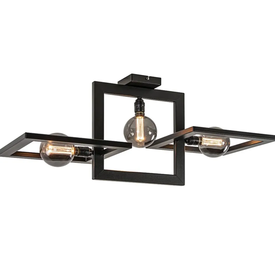 Rechthoekige plafondlamp triple square mat zwart>Straluma Sale