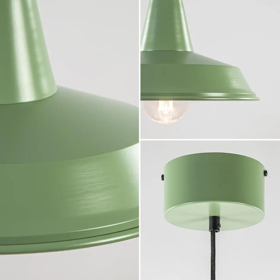Retro metalen hanglamp groen met wit>Straluma