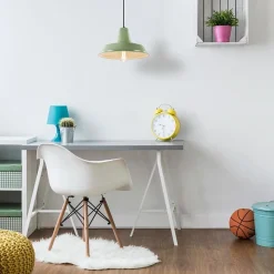 Retro metalen hanglamp groen met wit><noscript><img width=