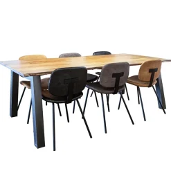 Retro moderne eetkamerstoel van imitatieleer><noscript><img width=