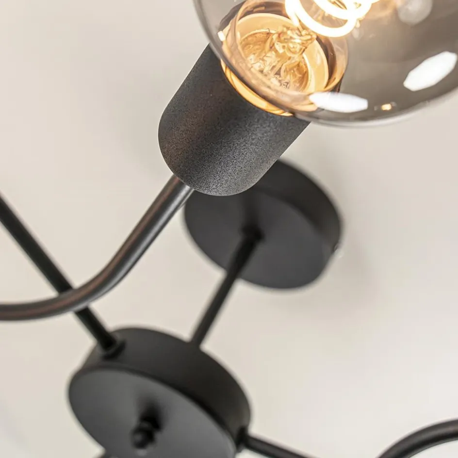 Retro plafondlamp pendel mat zwart 3-lichts>Straluma Discount