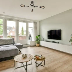 Retro plafondlamp pendel mat zwart 3-lichts><noscript><img width=