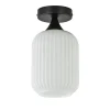 Retro plafondlamp zwart met wit glas>Straluma Sale