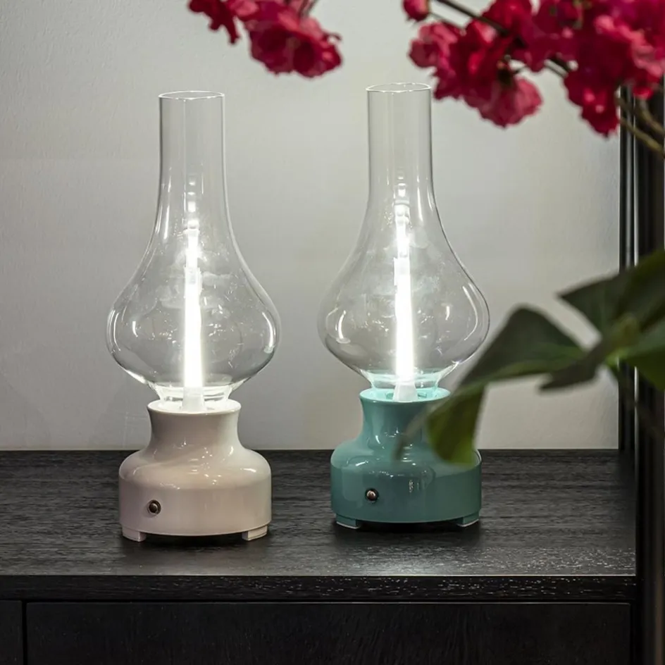 Retro tafellamp olielamp op batterij wit>Straluma Best