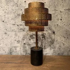 Robuuste tafelamp brons met zwart marmeren voet><noscript><img width=