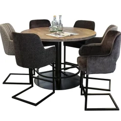 Ronde bartafel Woodstock grijs/zwart Ø130x92 cm><noscript><img width=