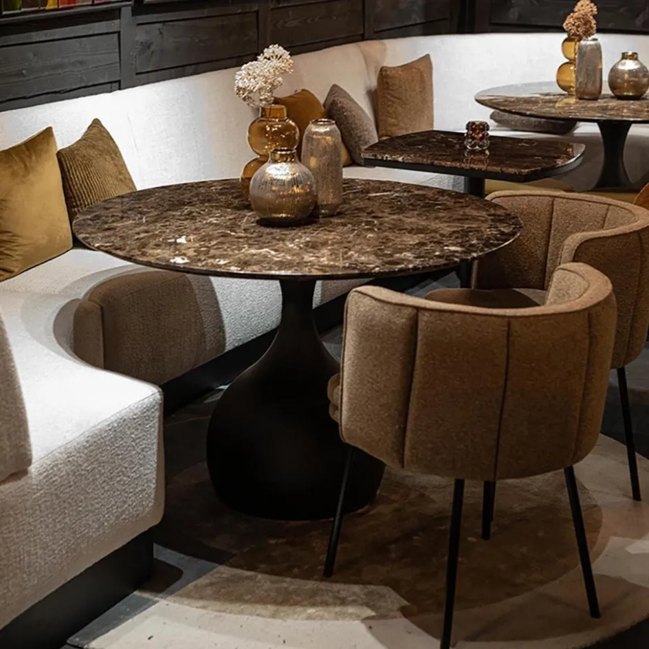 Ronde eetkamertafel bruin marmer Ø120 cm>Straluma Outlet