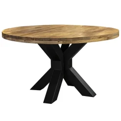 Ronde eettafel mangohout met zwarte poot Ø130 cm>Straluma Outlet