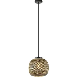 Ronde hanglamp bamboe naturel met zwart>Straluma Outlet
