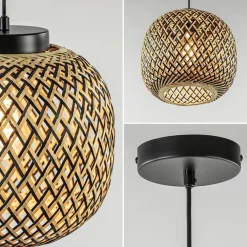 Ronde hanglamp bamboe naturel met zwart></noscript>Straluma Outlet