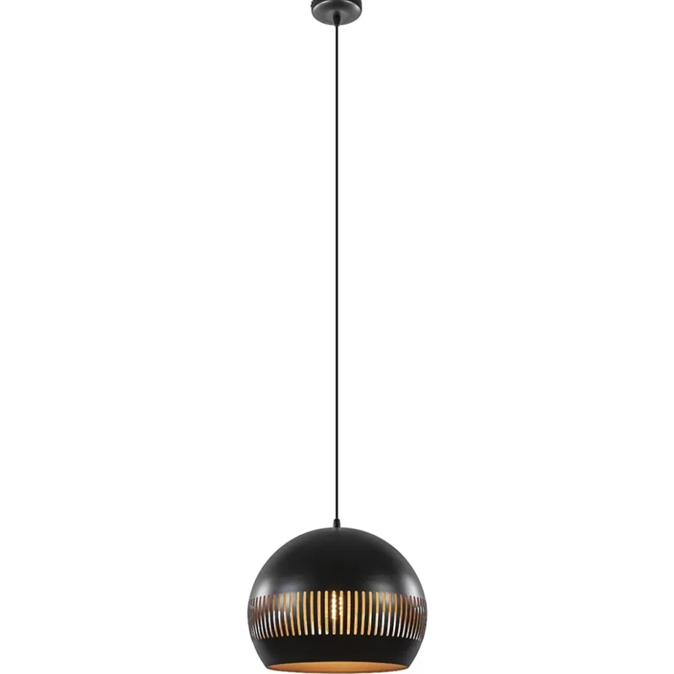 Ronde hanglamp koepel zwart/goud 40 cm>Straluma