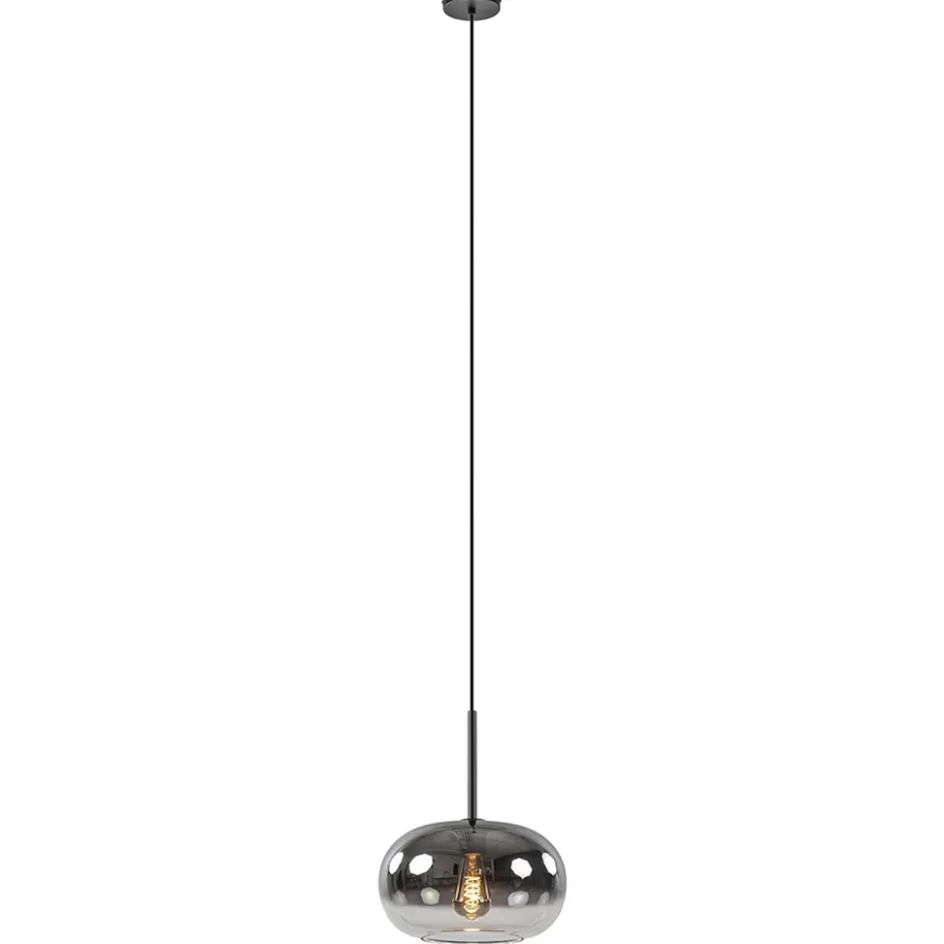 Ronde hanglamp zwart met smoke/helder glas gradient>Straluma