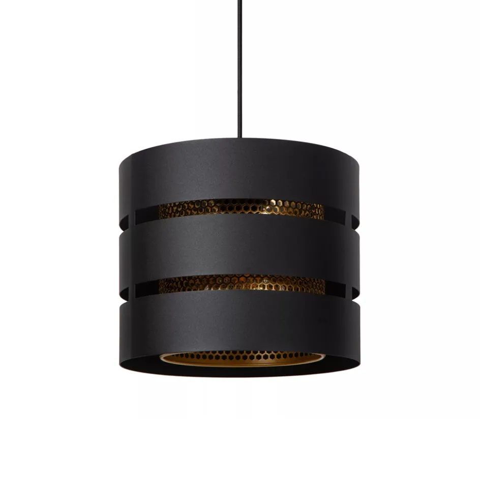 Ronde hanglamp zwart metaal met goud>Straluma Sale