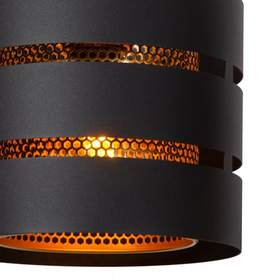 Ronde hanglamp zwart metaal met goud>Straluma Sale