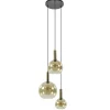 Ronde hanglamp zwart/goud met amber glas>Straluma