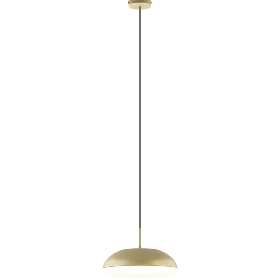 Ronde koepel hanglamp goud met witte kap>Straluma New