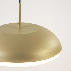 Ronde koepel hanglamp goud met witte kap><noscript><img width=