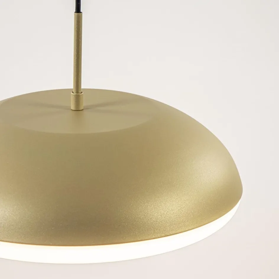 Ronde koepel hanglamp goud met witte kap>Straluma New