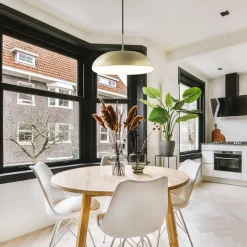 Ronde koepel hanglamp goud met witte kap><noscript><img width=