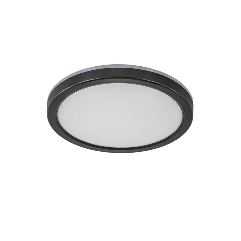 Ronde LED plafondlamp zwart met 3 licht opties IP44>Straluma Online