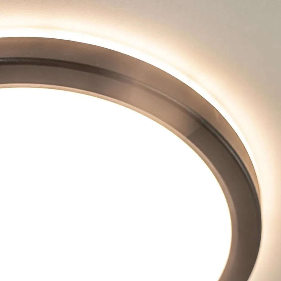 Ronde LED plafondlamp zwart met 3 licht opties IP44>Straluma Online