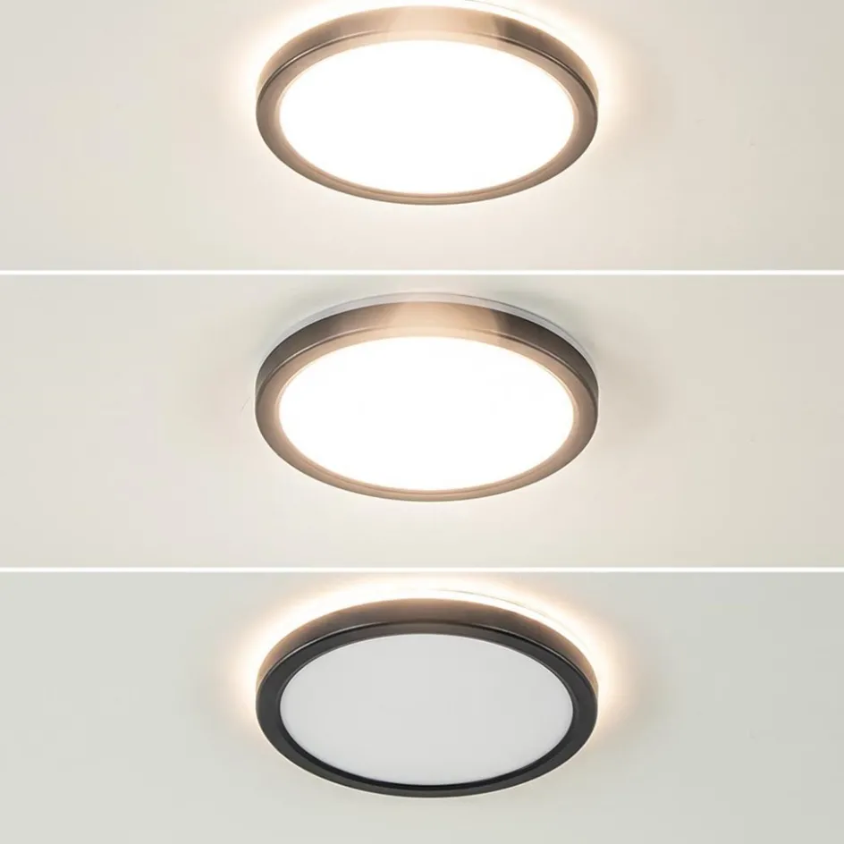 Ronde LED plafondlamp zwart met 3 licht opties IP44>Straluma Online