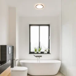 Ronde LED plafondlamp zwart met 3 licht opties IP44><noscript><img width=