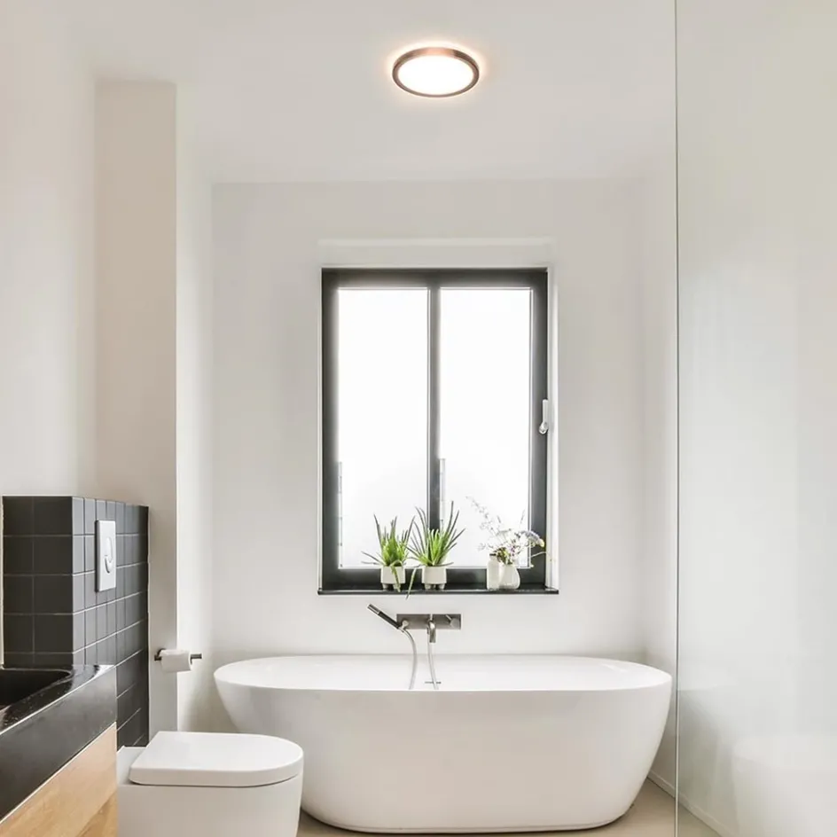 Ronde LED plafondlamp zwart met 3 licht opties IP44>Straluma Online