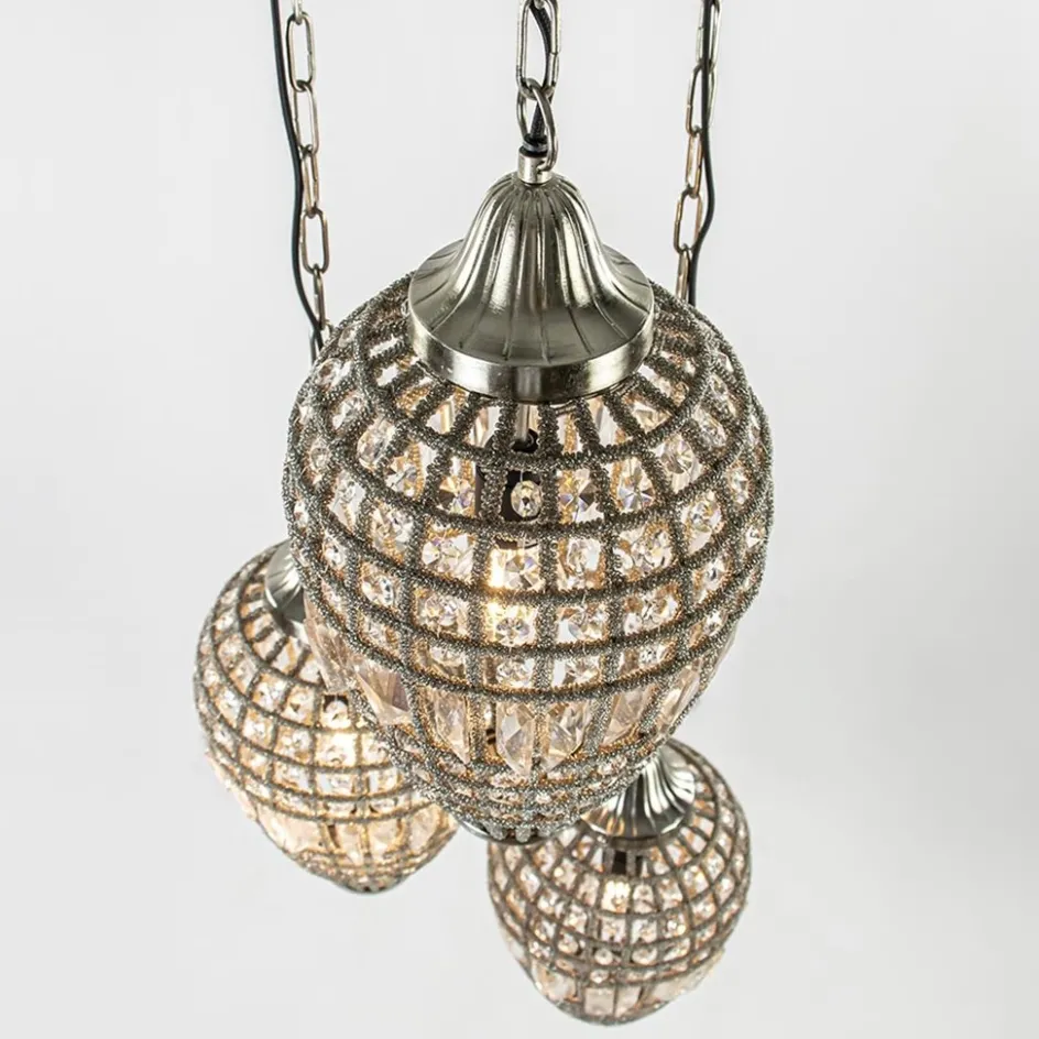 Ronde 3-lichts hanglamp Charlene nikkel/kristal>Straluma New