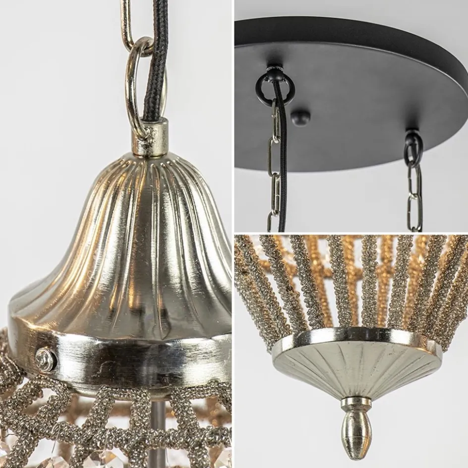 Ronde 3-lichts hanglamp Charlene nikkel/kristal>Straluma New